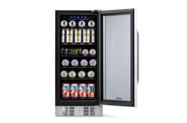Image of NewAir 15in Built-in Beverage Fridge - 96 Cans, Black / Stainless Steel, ABR-960