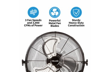 Image of NewAir 18in High Velocity Portable Floor Fan, Black, WindPro18F