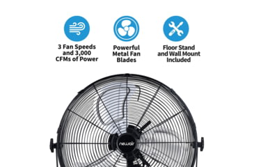 Image of NewAir 18in Outdoor Rated 2-in-1 High Velocity Floor/Wall Mounted Fan, Black, NIF18CBK00