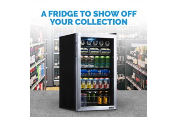 Image of NewAir Can Freestanding Beverage Fridge - 126 Cans, Black / Stainless Steel, AB-1200