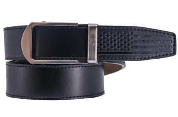 Image of Nexbelt Smooth USA Flag Tip Debossed Dress Belt, Non-EDC, Black, PCH6236