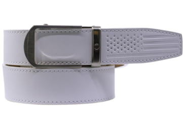 Image of Nexbelt Smooth USA Flag Tip Debossed Dress Belt, Non-EDC, White, PCH6243