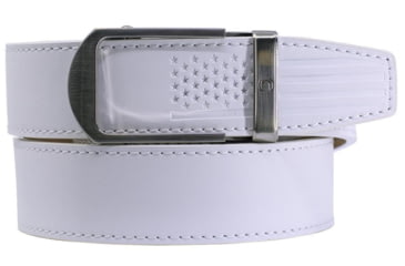 Image of Nexbelt Smooth USA Flag Tip Debossed Dress Belt, Non-EDC, White, PCH6243