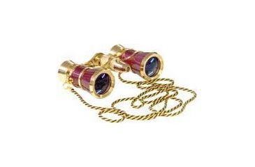 Image of Lascala Optics Carmen Opera Glasses, Flashlight and Chain, Burugundu Body, Golden Rings LSCFL-03