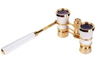 Image of LaScala Optics IOLANTA Lorgnette Opera Glasses - White body, Golden Rings
