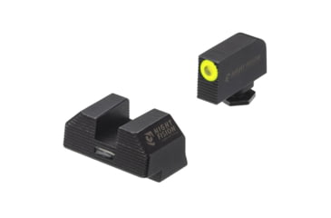 Image of Night Fision Costa Ludus Night Sight Set, Glock 42/43/43x, Yellow Front, Horizontal Tritium Bar Rear, Black, GLK-003-010-YGXG