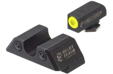 Image of Night Fision Standard Height Night Sight Set, Glock 48, Yellow Front Ring, U Notch Rear, GLK-005-007-YGZG