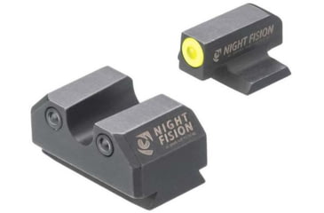 Image of Night Fision Standard Height Night Sight Set, Ruger Max 9, Yellow Front Ring, U Notch Rear, RUG-326-007-YGZG