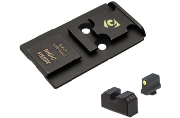 Image of Night Fision Optic Plate + Tritium Ylw Front Sight Combo ACRO to Glock Full Size MOS, Black, GLK-OPBS-ACRO-MOS-YGZX