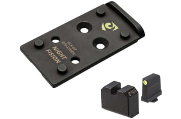 Image of Night Fision Optic Plate + Tritium Ylw Front Sight Combo DPP/Romeo Pro to Glock Full Size MOS, Black, GLK-OPBS-DPP-MOS-YGZX