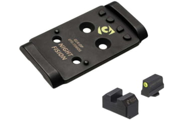 Image of Night Fision Optic Plate + Tritium Ylw Front Sight Combo EPS to Glock Full Size MOS, Black, GLK-OPBS-EPS-MOS-YGZX