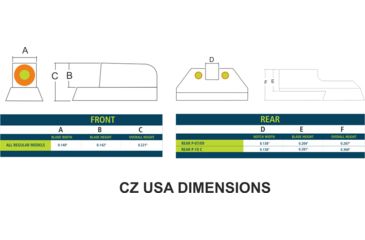Image of Night Fision Perfect Dot Front Night Sights w/ U Notch Rear for CZ-USA, Yellow Front w/ Green Tritium - Black Rear w/ Gree, fits P-10 C, CZU-077-007-YGZG