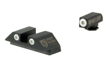 Image of Night Fision Perfect Dot Night Sight Set w/Front, Square Rear, White Front w/Green Tritium, White Rear w/Green Tr, Fits Glock 20/21/29/30/36/40/41, GLK-002-003-WGWG