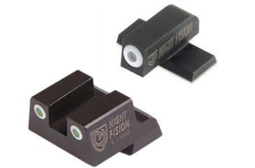 Image of Night Fision Perfect Dot Night Sight Set w/Front, Square Rear, White Front w/Green Tritium, White Rear w/Green Tr, Fits Springfield XD-S &amp; XD-E, SPR-228-003-WGWG