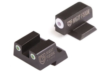 Image of Night Fision Perfect Dot Night Sight Set w/Front, Square Rear, White Front w/Green Tritium, White Rear w/Green Tr, Fits Springfield XD/XDM/XD Mod. 2, SPR-226-003-WGWG