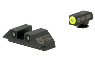 Image of Night Fision Perfect Dot Night Sight Set w/Front, Square Rear, Yellow Front w/Green Tritium, Black Rear w/Green T, Fits Glock 17/17L/19/22/23/24/25/ 26/27/28/31/32/3, GLK-001-003-YGZG