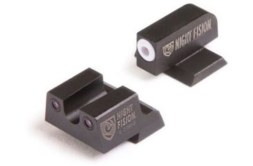 Image of Night Fision Perfect Dot Suppressor Height Night Sight Set w/Front, Square Rear, White Front w/Green Tritium, Black Rear w/Green Tr, Suppressor Height S&amp;W M&amp;P/M&amp;P M2.0, SAW-203-003-WGZG