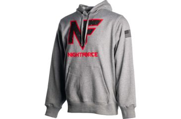 Image of NightForce Mens Hoody, Red NF Logo, Light Grey, Medium, A532-M