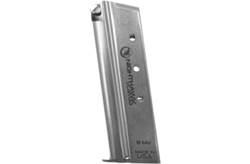 Image of Nighthawk Custom 9mm, Officer, Stainless, 8 Round, Welded Base, Flat Follower, No Base Pad, MG0040