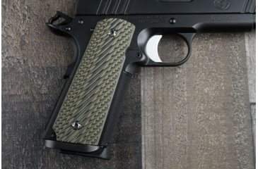 Image of Nighthawk Custom Mil-Tac Black and Green Spiral Grips, Gov., No Logo, G138