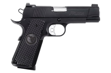 Image of Nighthawk Custom Falcon-Commander Pistol, .45 ACP, 4.25in barrel, black finish steel frame, custom checkered G10 grips grip, recoil operated semi-automatic, tritium front, Heinie rear, 8 round magazine, NCF-FC CR-45-4.25-1-FRRMPG