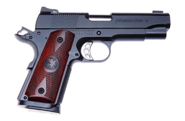 Image of Nighthawk Custom Predator-III Pistol, .45 ACP, 4.25in barrel, black finish steel frame, checkered cocobolo grip, recoil operated semi-automatic, Heinie Tritium Slant Pro, 7 round magazine, NCFP III-45-4.25-1-FRRMPG