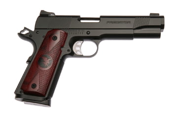 Image of Nighthawk Custom Predator Pistol, .45 ACP, 5in barrel, black finish steel frame, checkered cocobolo grip, recoil operated semi-automatic, Heinie Tritium Slant Pro, 8 round magazine, NCF-PREDATOR-45-5-1-FRRMPG