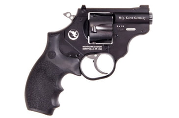 Image of Nighthawk Custom Sky-Hawk Revolver, 9mm Luger, 2in barrel, 7075 Aluminum frame, Hogue black rubber grip, revolving chamber, gold bead front, adjustable notch rear, 6 round cylinder, NCF-SH-9MM-2-1-FRRMPG