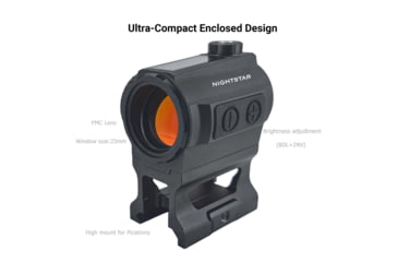 Image of NightStar PT23MS Ultra Short Solar Reflex Red Dot Sight, 1x23mm, 3 MOA, Black, PT23MS