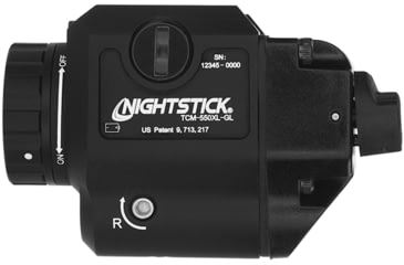 Image of Nightstick Compact Tactical Weapon-Mounted LED Light w/Green Laser, 550 Lumens, Black, TCM-550XL-GL