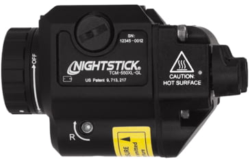 Image of Nightstick Compact Tactical Weapon-Mounted LED Light w/Green Laser, 550 Lumens, Black, TCM-550XL-GL
