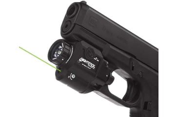 Image of Nightstick Compact Tactical Weapon-Mounted LED Light w/Green Laser, 550 Lumens, Black, TCM-550XL-GL
