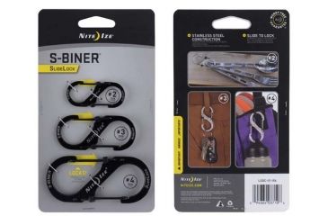 Image of Nite Ize 3 Pack S-Biner SlideLock Steel, Black LSBC-01-R6
