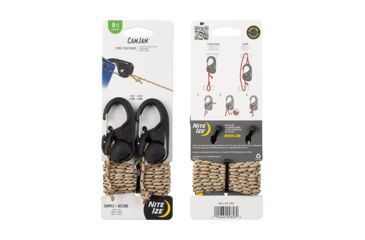 Image of Nite Ize CamJam Cord Tightener - 2 Pack with 8 ft. Rope, Black, Small, NCJ-25-2R3