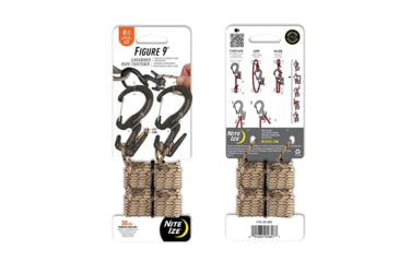 Image of Nite Ize Figure 9 Carabiner Tensioning Tool, Black, Small, 2 Pack w/ Rope C9S-03-TP01