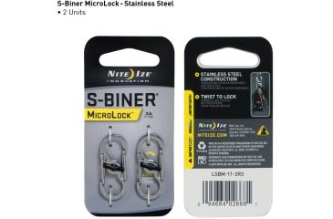 Image of Nite Ize S-Biner MicroLock - Stainless Steel, 2-pack LSBM-11-2R3