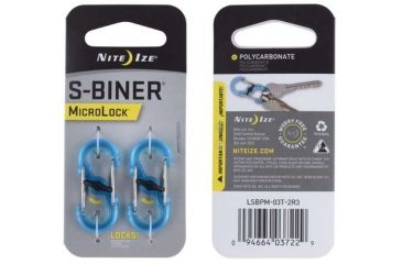 Image of Nite Ize S-Biner Plastic MicroLock 2pk Translucent Blue LSBPM-03T-2R3