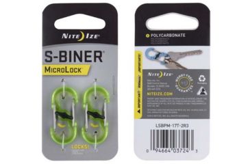 Image of Nite Ize S-Biner Plastic MicroLock 2pk Translucent Lime LSBPM-17T-2R3