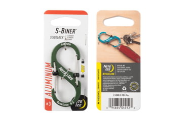Image of Nite Ize S-Biner SlideLock Aluminum, Olive, #3, LSBA3-08-R6