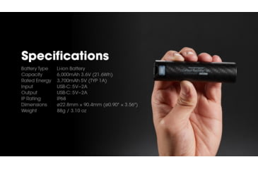 Image of Nitecore Carbon Battery 6K USB-C 6000mAh Power Bank, Black, CARBON6K