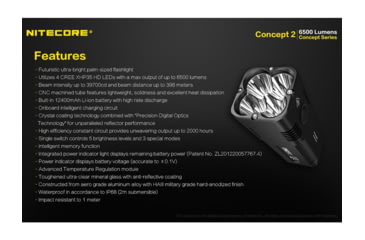 Image of Nitecore Concept-2 4 x Built-In Battery Packs 4 x CREE XHP35 HD LED Rechargeable Ultra-Bright Flashlight, 6500 Lumens, Black, CONCEPT-2
