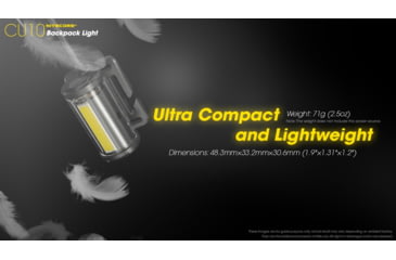 Image of Nitecore CU10 220 Lumen Backpack Flashlight, Black, 6952506406807