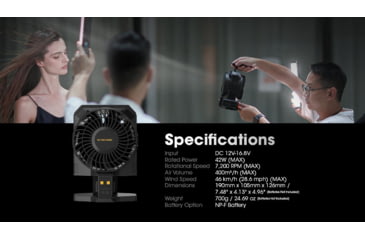 Image of Nitecore CW30 Portable Cordless Photography Fan, Black, ACC-NITE-CW30