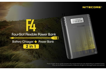 Image of Nitecore F4 Four-Slot Flexible Power Bank and Battery Charger for Lithium-ion 18650, Black, 6952506492954