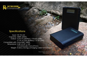 Image of Nitecore F4 Four-Slot Flexible Power Bank and Battery Charger for Lithium-ion 18650, Black, 6952506492954