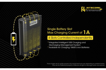 Image of Nitecore F4 Four-Slot Flexible Power Bank and Battery Charger for Lithium-ion 18650, Black, 6952506492954