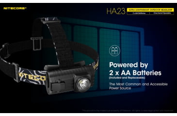 Image of Nitecore HA23 250 Lumen Ultra Lightweight Headlamp, Use 2xAA, Black, 6952506405091