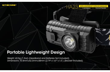 Image of Nitecore HA23 250 Lumen Ultra Lightweight Headlamp, Use 2xAA, Black, 6952506405091