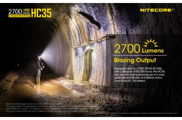 Image of Nitecore HC35 2700 Lumen USB Rechargeable Headlamp, Black, 6952506405572
