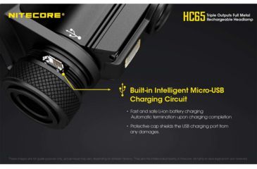 Image of Nitecore HC65 1 x 18650/ 2 x CR123A/ 16340 CREE XM-L2 U2 LED Rechargeable Headlamp, 1000 Lumens, Black, HC65